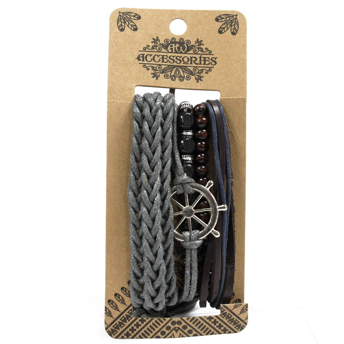 Wholesale Mens Bracelet Sets - Metal & Leather (asst)