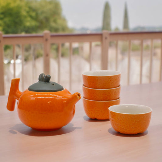 Wholesale Herbal Orange Teapot Set - Pot & Four Cups