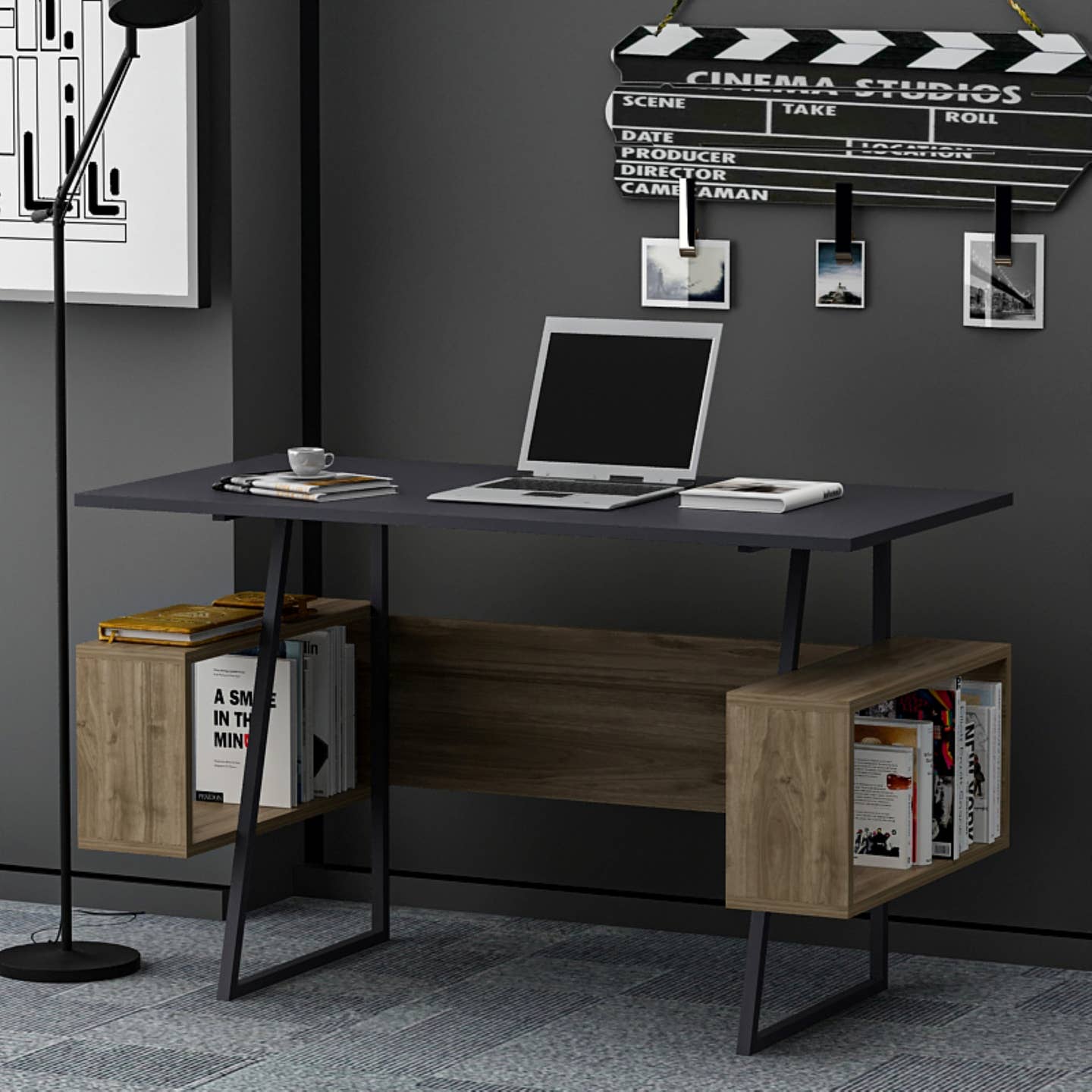 Wholesale P&W Study Desk with Shelves Computer Laptop Desk
