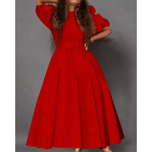 Women Fashion Clothing Ladies Elegant Office Dresses Waist Cinching Casual Loose Plus Size Dress