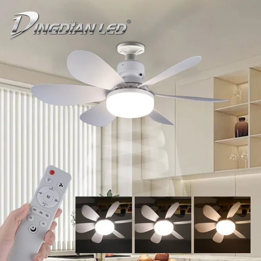Dingdian 52CM 6 Blade LED Fan Light Easy Install Modern ABS Ceiling Fan Light for Livingroom Decorative Indoor Remote Control