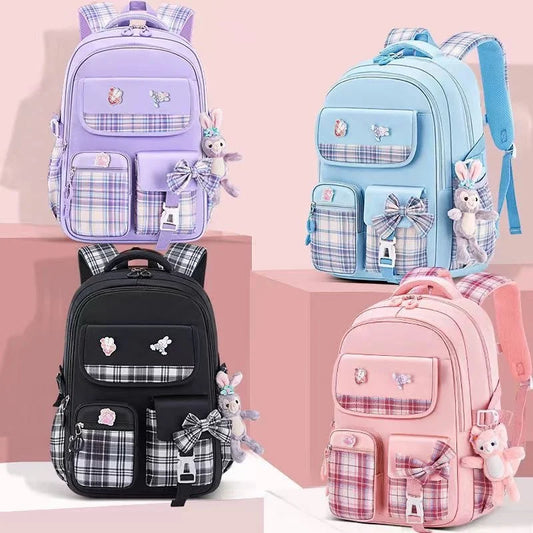 Wholesale Cute Bow Cartoon Backpack Large Capacity Relief Schoolbag Primary School Students Women Waterproof Zipper Children